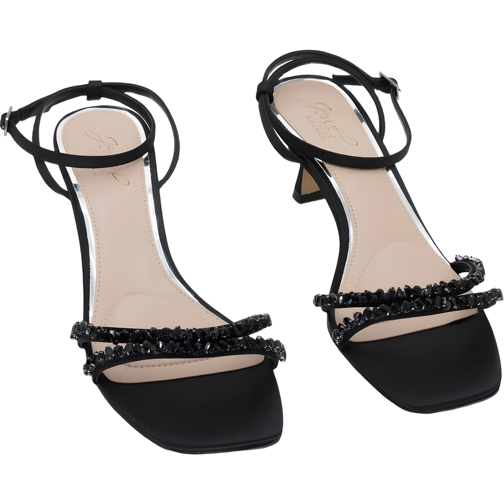 Jewel Badgley Mischka Womens Black Satin Nayla Kitten Heel Pump Size 8M